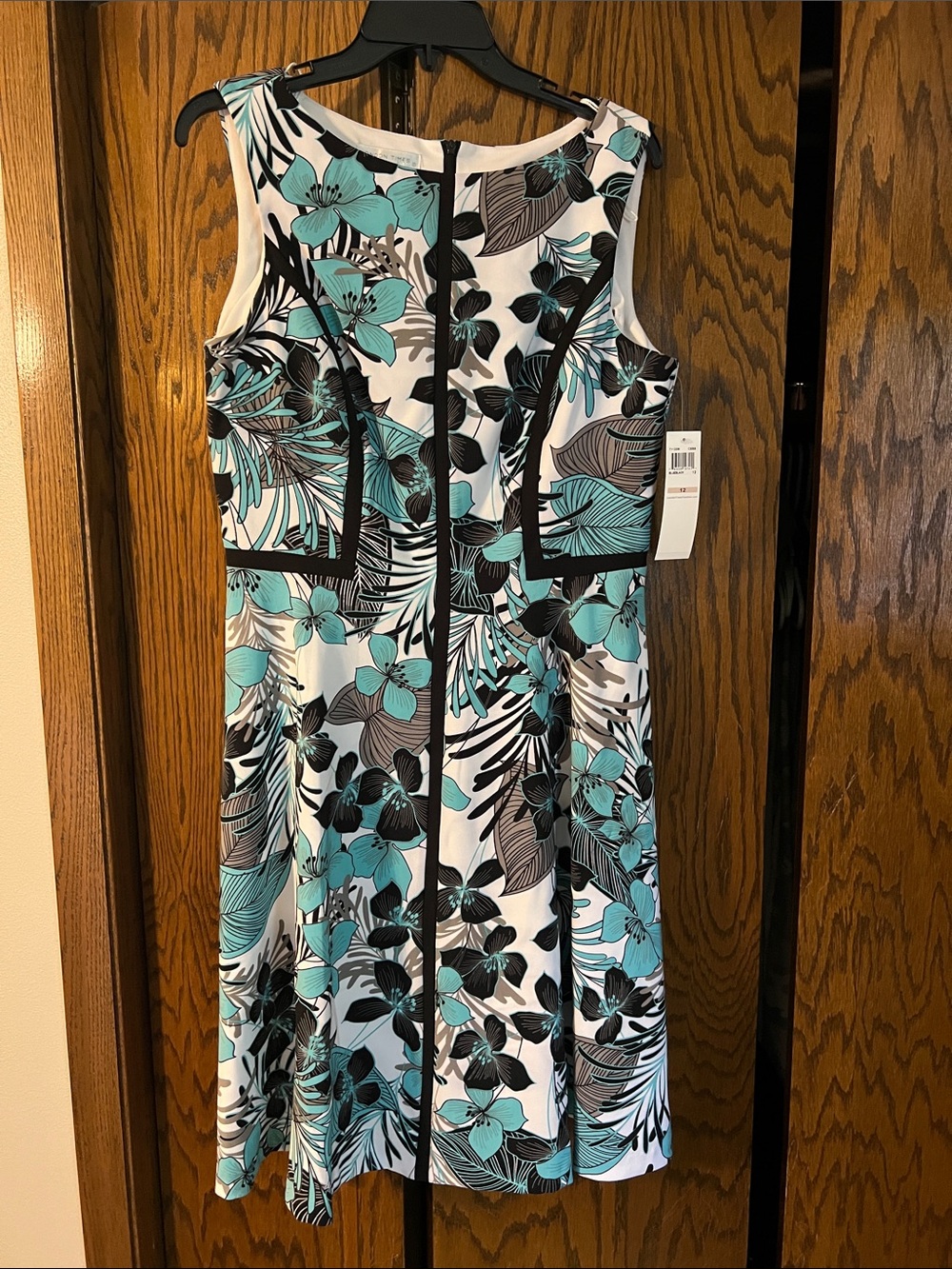 Sleeveless Teal Floral A-Line Dress